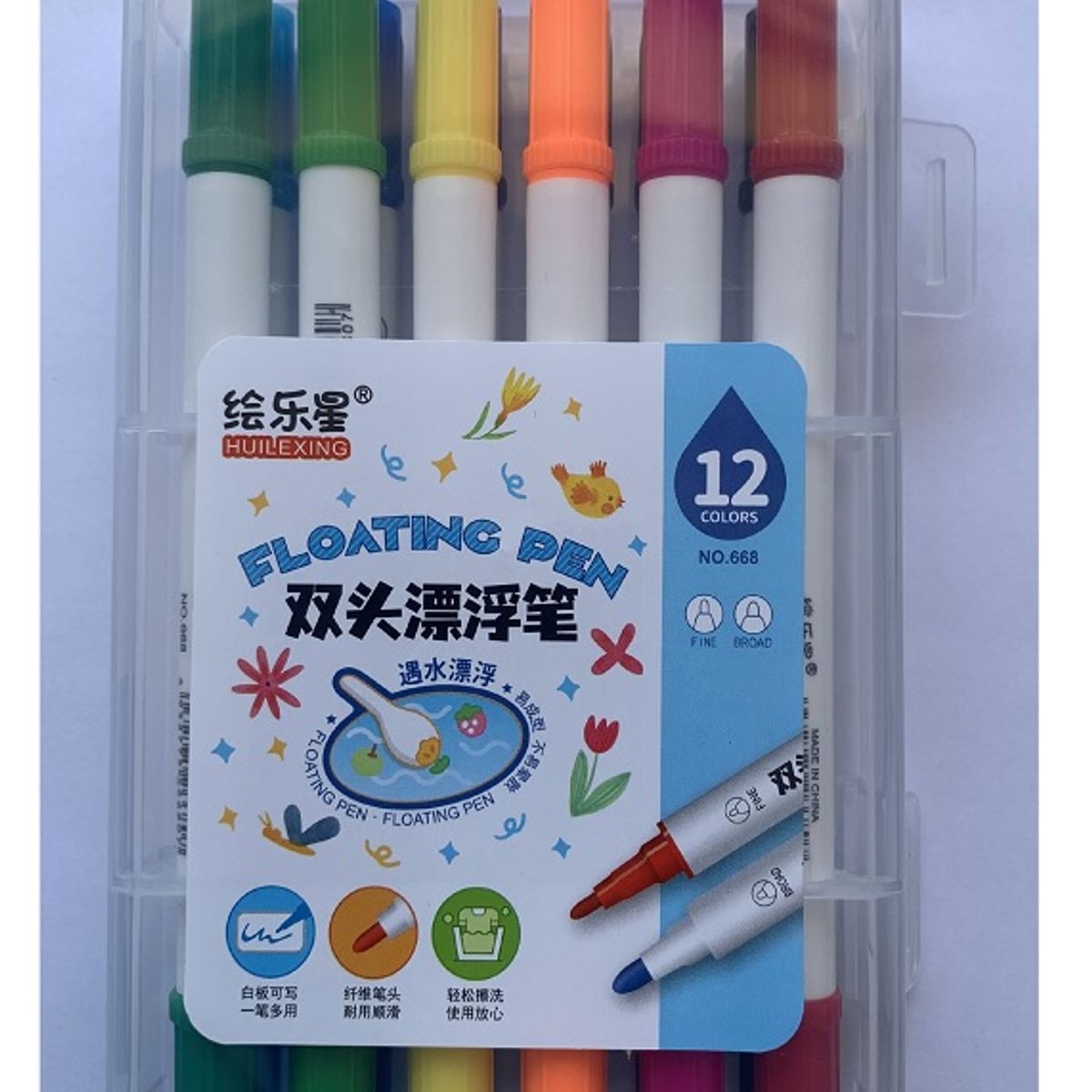 GENERICO - Set Plumon Pizarra 12 Colores Doble Punta