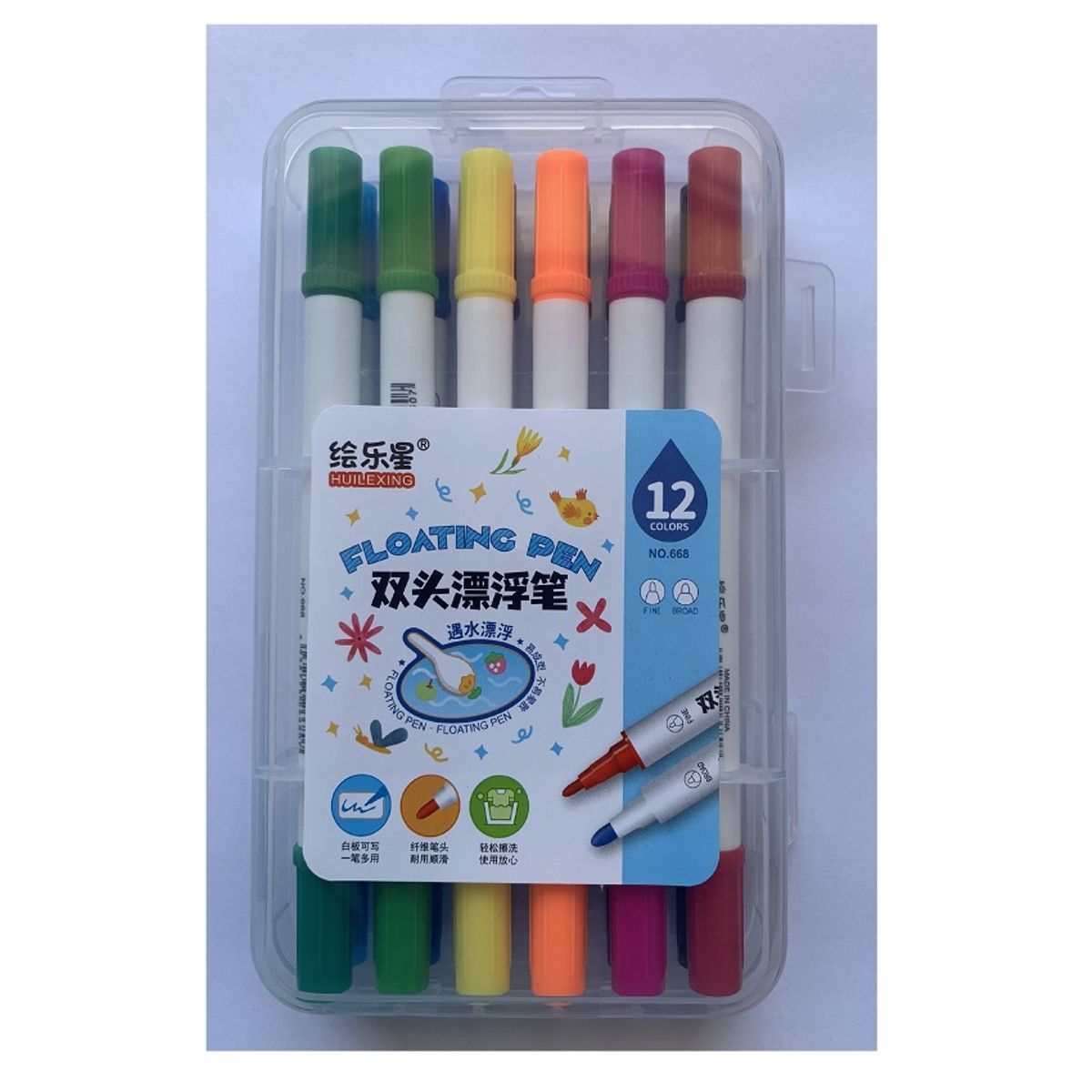 GENERICO - Set Plumon Pizarra 12 Colores Doble Punta