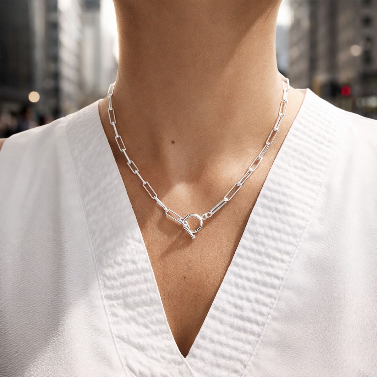 JOYAS MYTOKE - Collar Eslabon Largo Plata Nacional Broche Argolla Palito 45