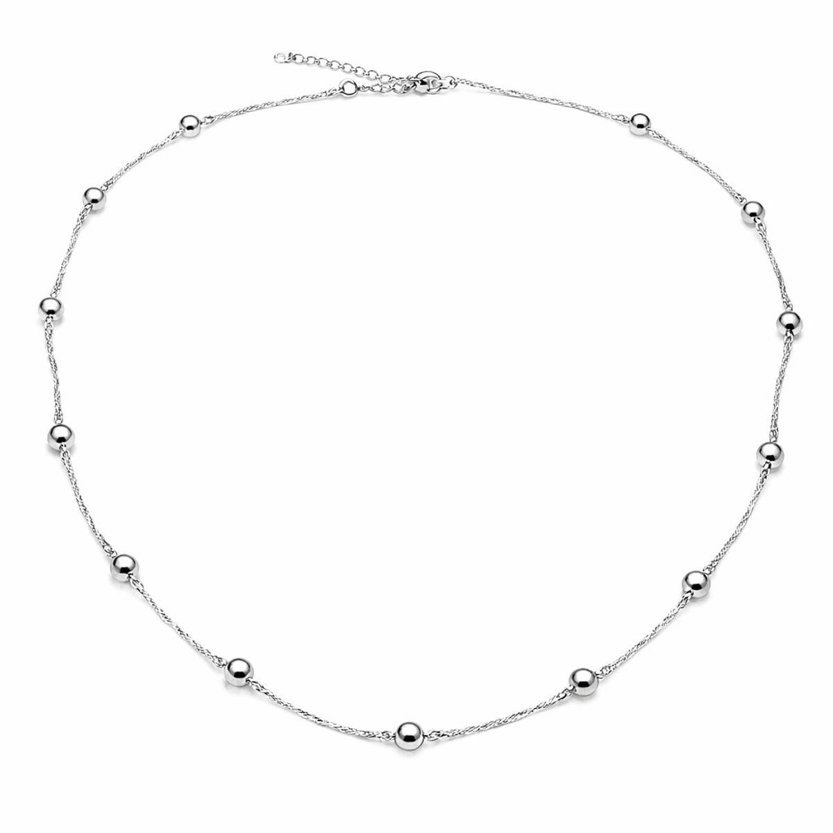 JOYAS MYTOKE - Collar Bolita 50cm Plata 925 Pelotita Cadena Singapur Mujer