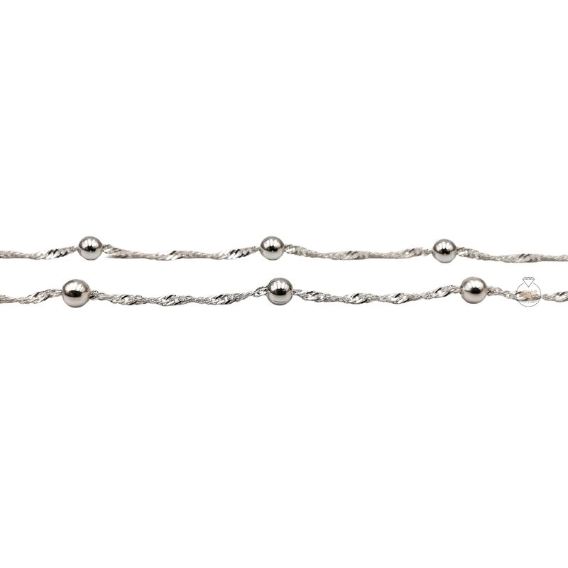 JOYAS MYTOKE - Collar Bolita 50cm Plata 925 Pelotita Cadena Singapur Mujer