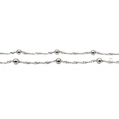 JOYAS MYTOKE - Collar Bolita 50cm Plata 925 Pelotita Cadena Singapur Mujer