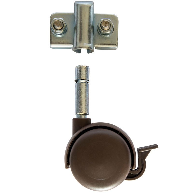 BLOCCARE - Pack Rueda Diván - Nido color Café + Soporte Metalico, vástago 1,2 cm