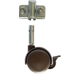 BLOCCARE - Pack Rueda Diván - Nido color Café + Soporte Metalico, vástago 1,2 cm