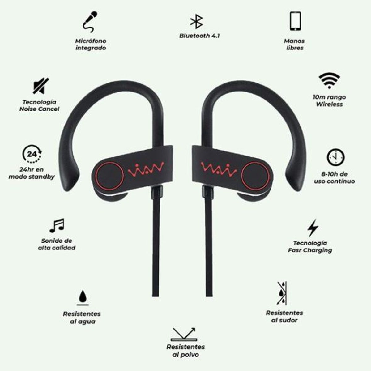 WAIV - Audífonos Bluetooth Inalámbricos Waiv Noise Cancel Negro