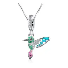 GENERICO - Collar plata 925 colibrí colores joyas mujer regalo