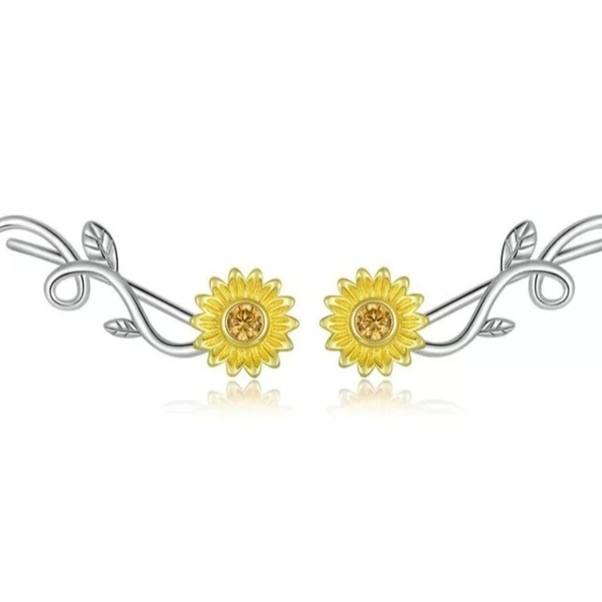 GENERICO - Aros Girasol enredadera plata 925 joya juvenil mujer