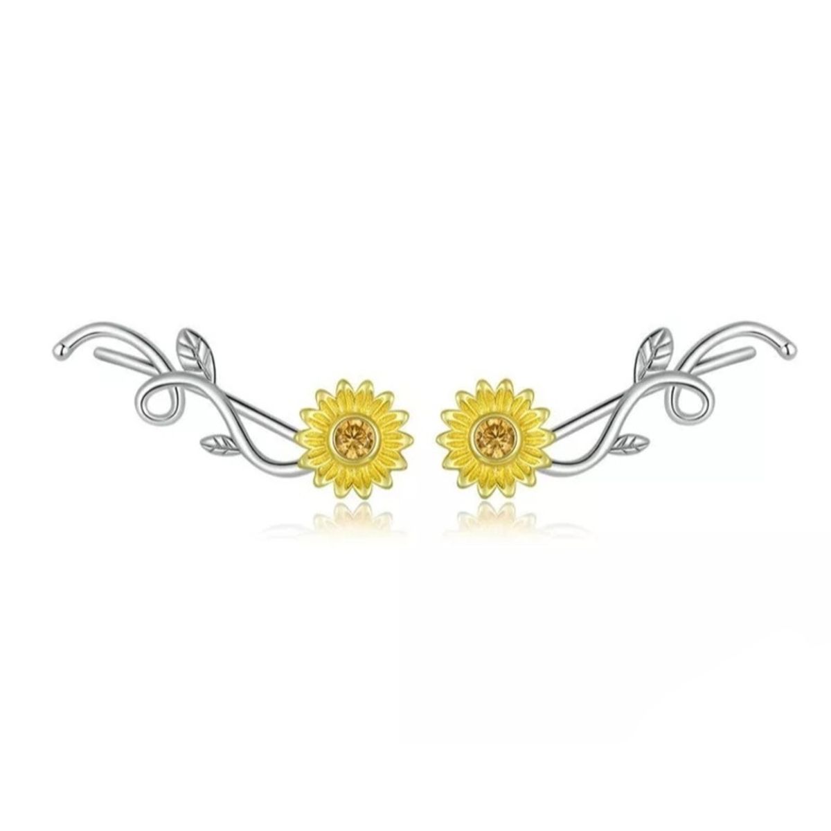 GENERICO - Aros Girasol enredadera plata 925 joya juvenil mujer