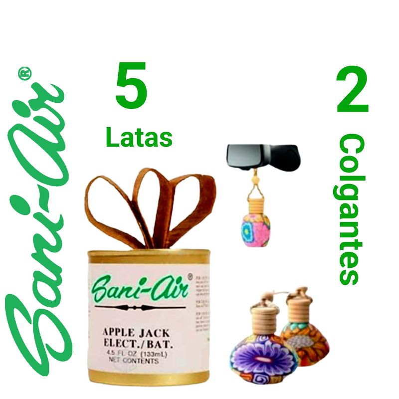 GENERICO - PACK 5 LATAS SANI AIR + 2 BOTELLAS AUTO COLGANTES SANI AIR