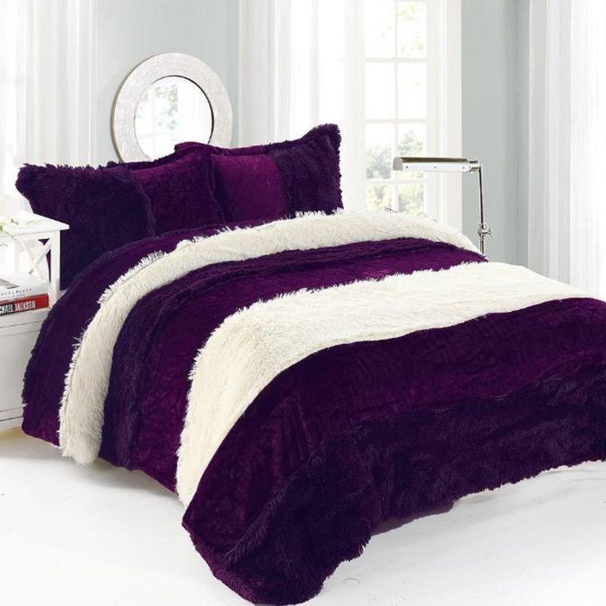 GENERICO - Cubrecama Peludo con chiporro 2P MoraBlanco.