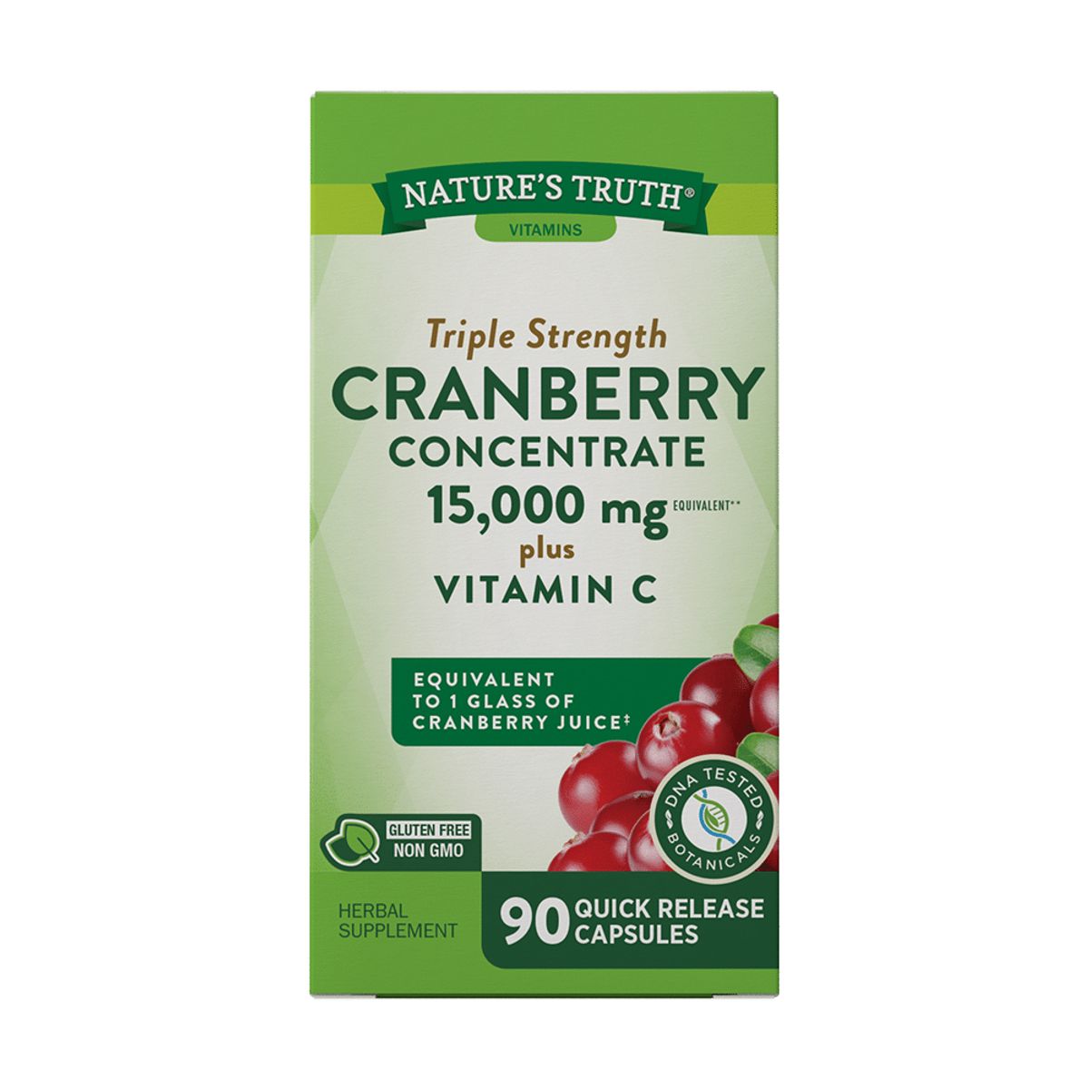 NATURE'S TRUTH - Cranberry Concentrado 15000mg + Vitamina C 90 Capsulas NATURE'S TRUTH
