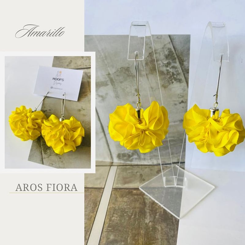 GENERICO - Aros De Tela En Flor Hechos A Mano