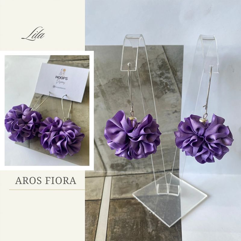 GENERICO - Aros De Tela En Flor Hechos A Mano
