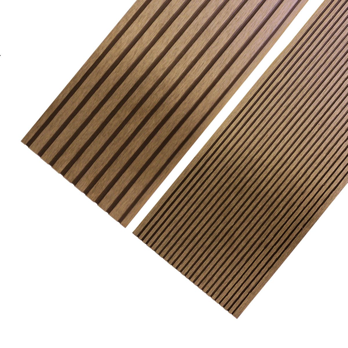 QRUBBER - Tabla tipo Deck WPC Piso Doble Estría Cedro QRubber