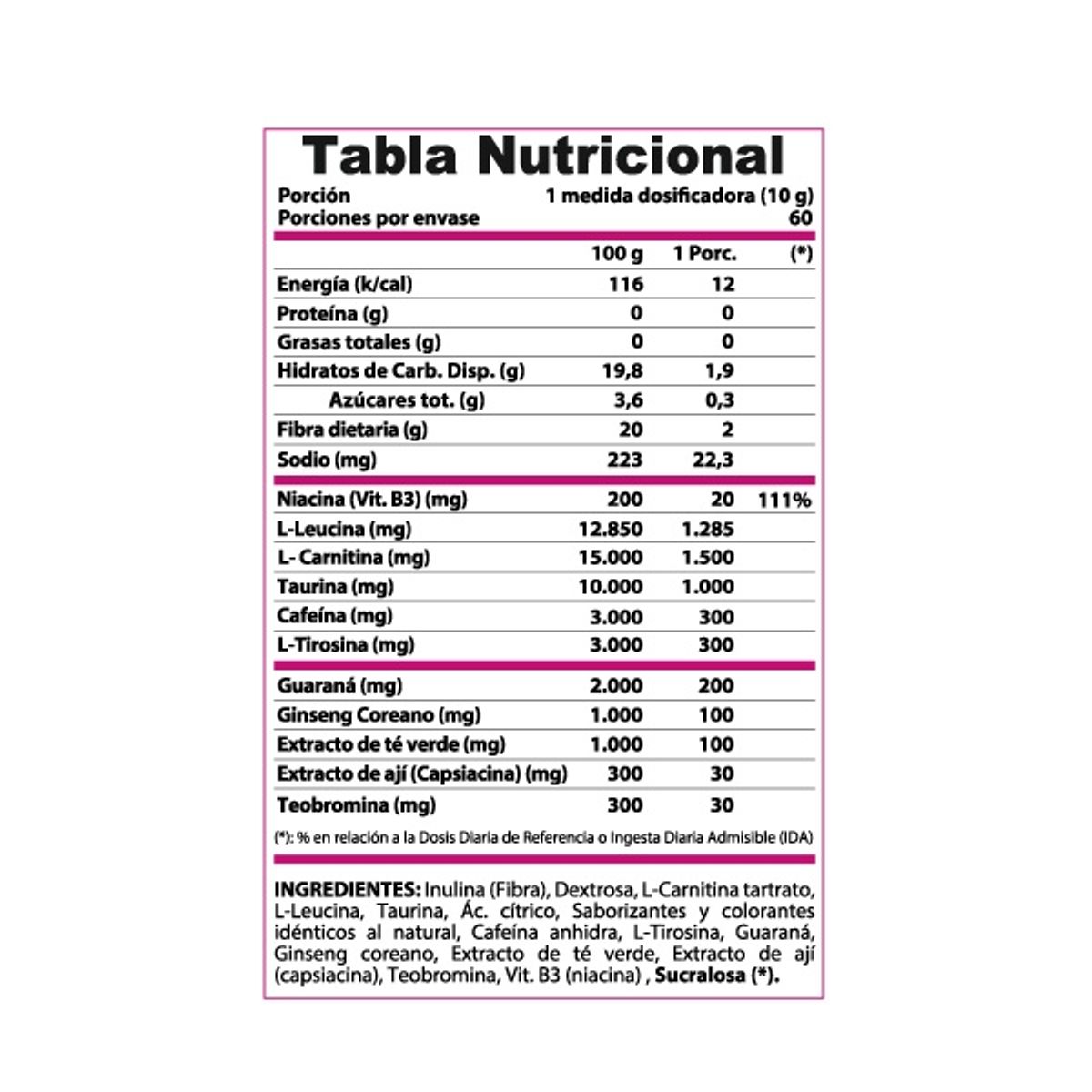 WINKLER NUTRITION - Termogénico Polvo Lipo Kill Mujer Cherry 600 grs.