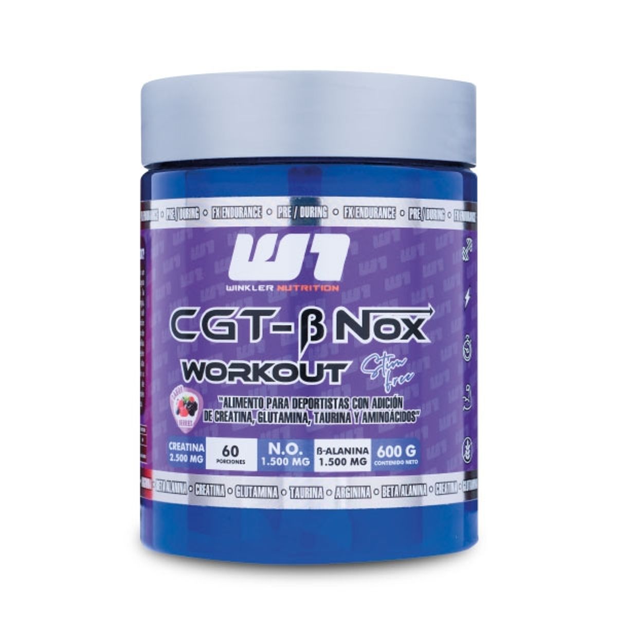 WINKLER NUTRITION - Pre-entreno Creatina Gluta Taurina Berries 600 gr.