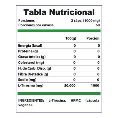 Imagen 2 del producto L-Tirosina 1000mg 120 cápsulas