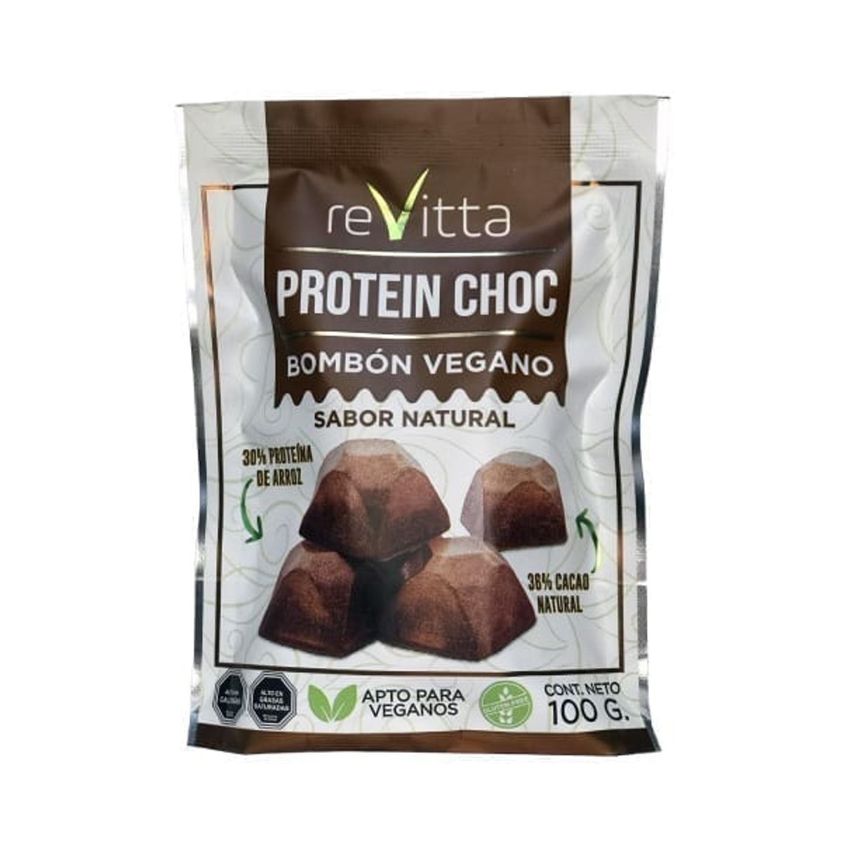 REVITTA WELLNESS - Chocolate bombón vegano sabor chocolate 100 grs.