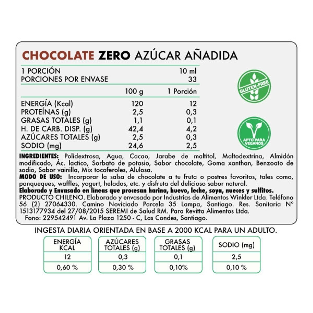 REVITTA WELLNESS - Salsa Zero Chocolate Revitta 330 grs.