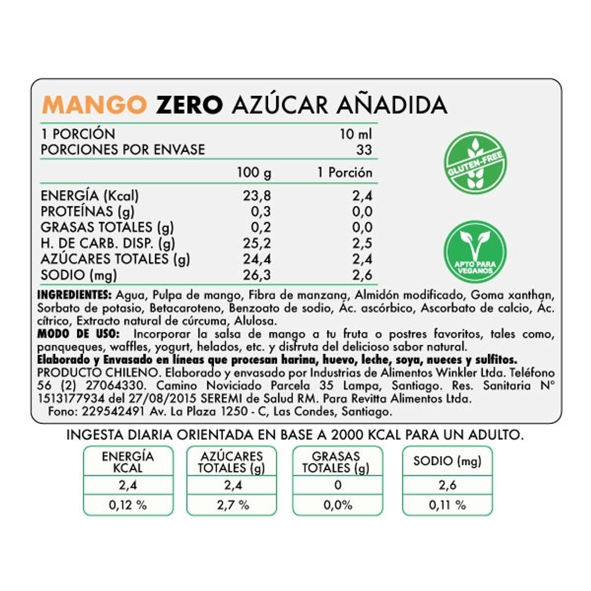 REVITTA WELLNESS - Salsa Zero Mango Revitta 330 grs.