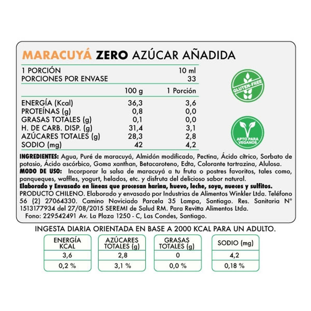 REVITTA WELLNESS - Salsa Zero Maracuyá Revitta 330 grs.