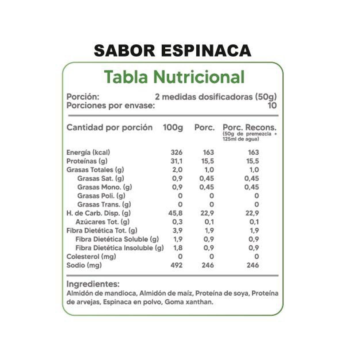 REVITTA WELLNESS - PanquequesCrepes vegano proteico Mezcla Lista espinaca 500g