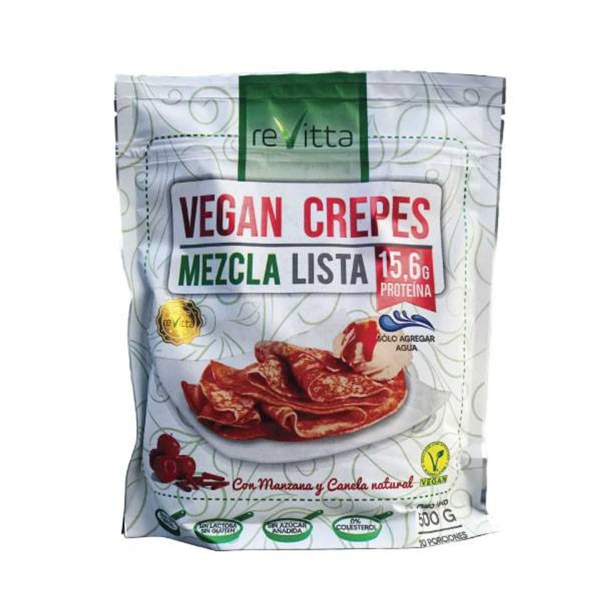 REVITTA WELLNESS - Panqueques/Crepes vegano proteico sabor manzana canela 500 g.