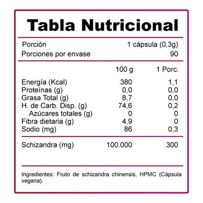 Imagen 2 del producto Schizandra/Schisandra energizante 90 cápsulas