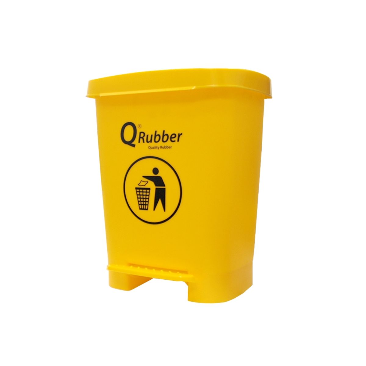 QRUBBER - Basurero Contenedor Basura 30lts. amarillo con pedal Qrubber