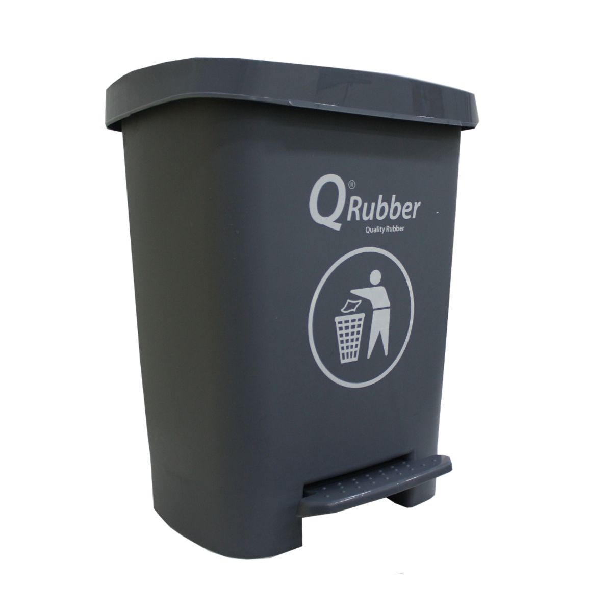 QRUBBER - Basurero Contenedor Basura 30lts. gris con pedal Qrubber