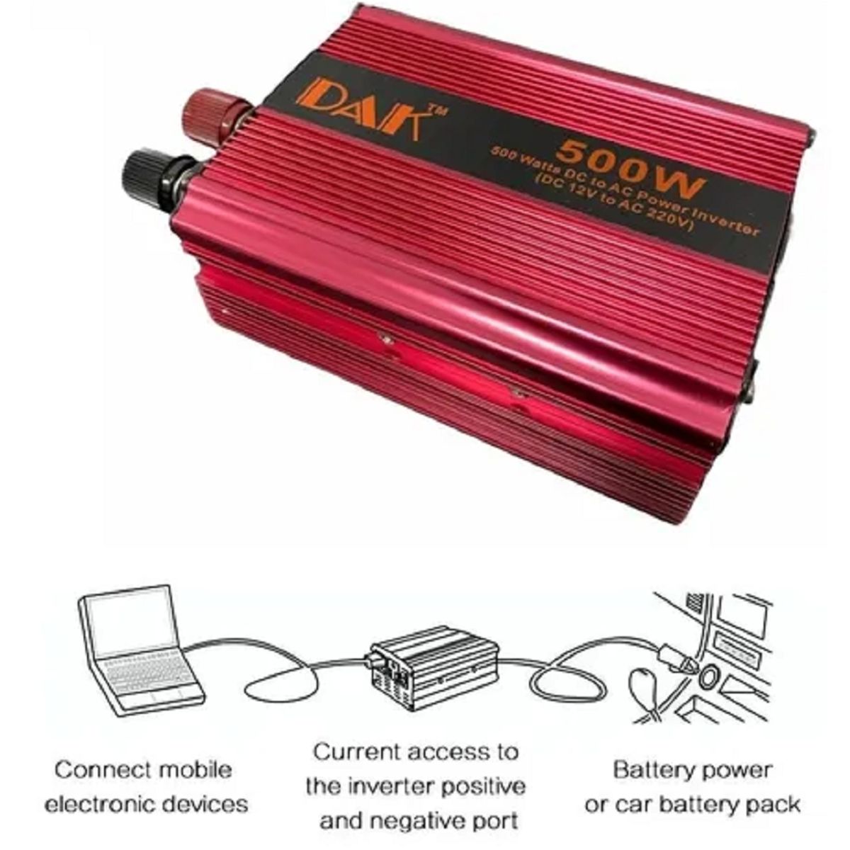 GENERICO - Inversor Voltaje Corriente 12v A 220v Auto Portatil 500w 210