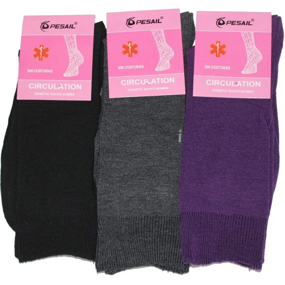 GARSIL - 6 Calcetines Para Mujer Diabético Algodón - Sin Costuras