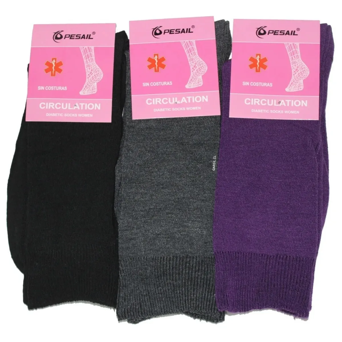 GARSIL - 6 Calcetines Para Mujer Diabético Algodón - Sin Costuras