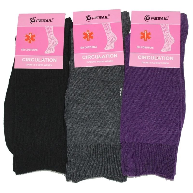 GARSIL - 6 Calcetines Para Mujer Diabético Algodón - Sin Costuras