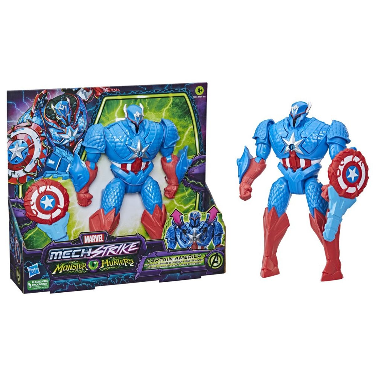MARVEL - FIGURA MARVEL MECHSTRIKE CAPITAN AMERICA ARMADURA DE CAZA