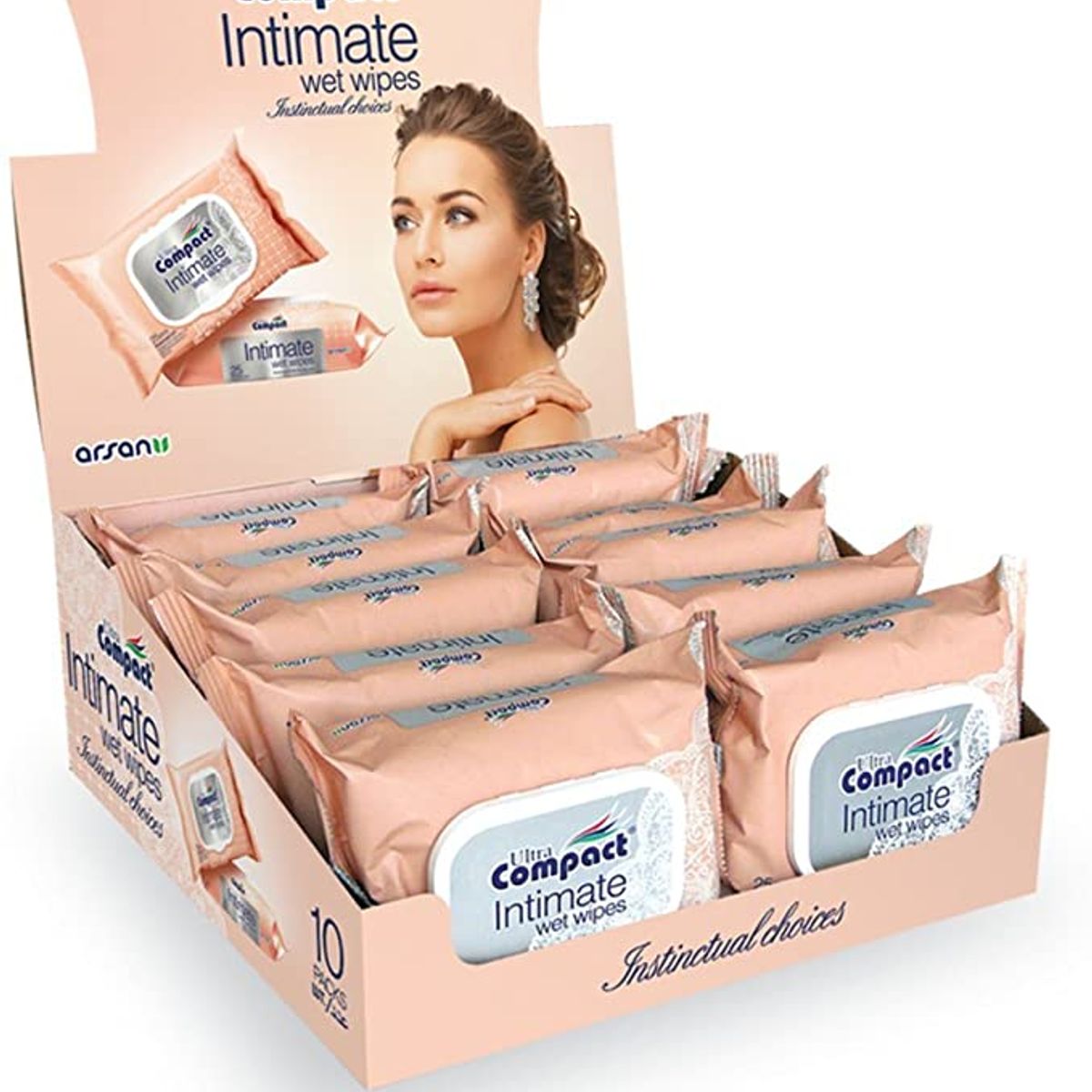 ULTRA COMPACT - Higiene intima - Caja 10 Paquetes de de 25 toallitas humedas