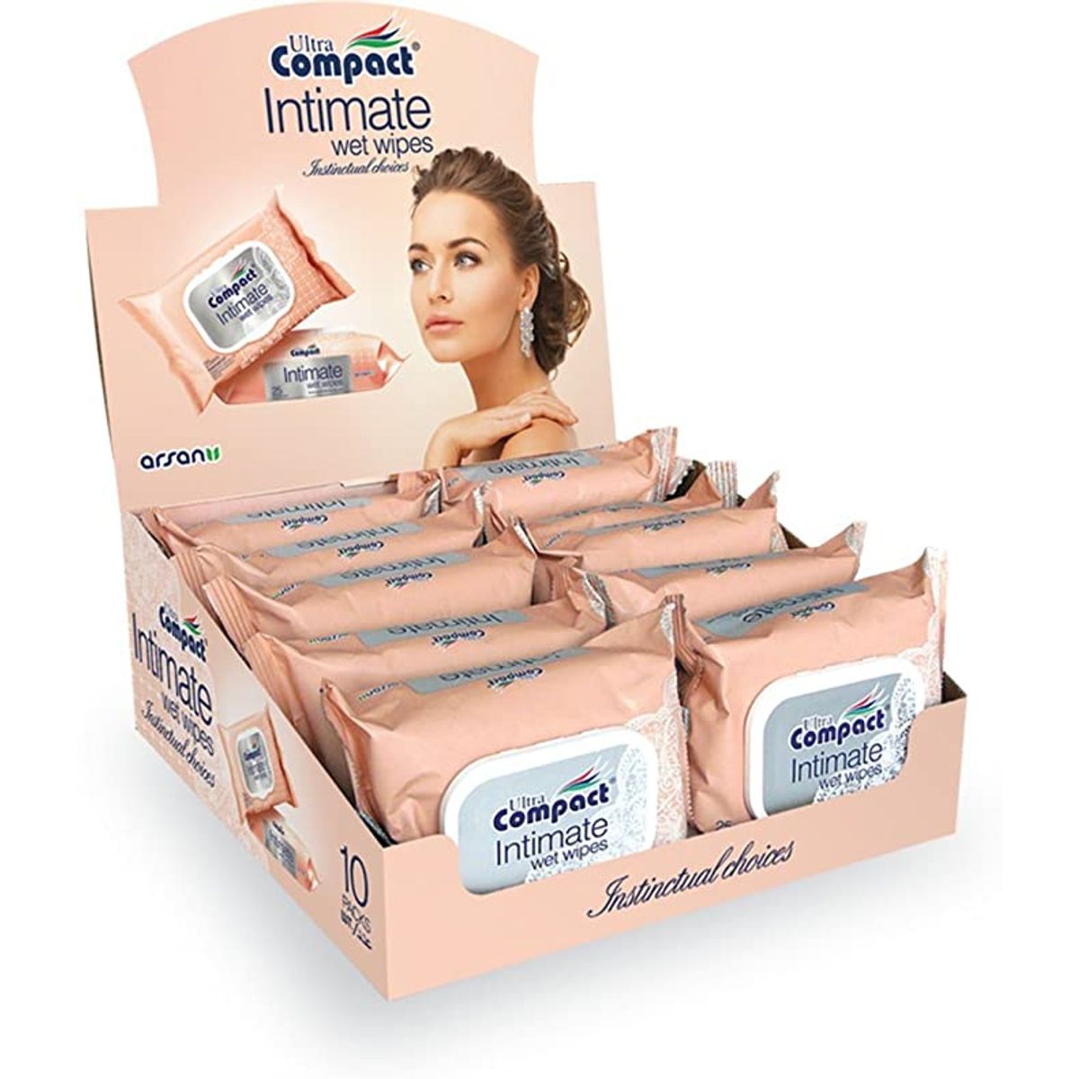 ULTRA COMPACT - Higiene intima - Caja 10 Paquetes de de 25 toallitas humedas