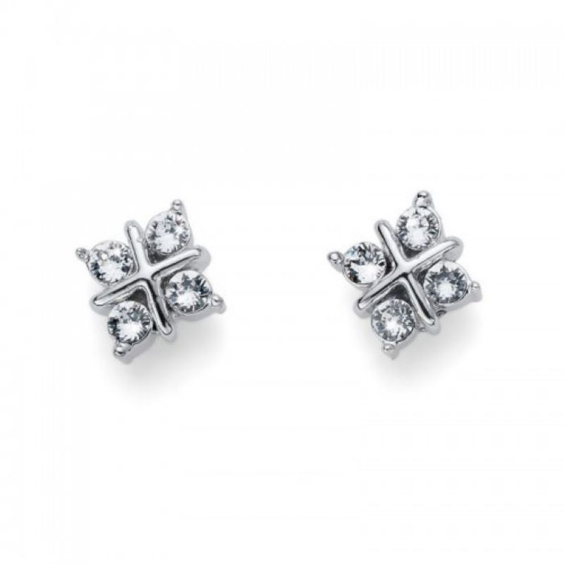 OLIVER WEBER - Pendientes Digi Rodio Cristal plateado