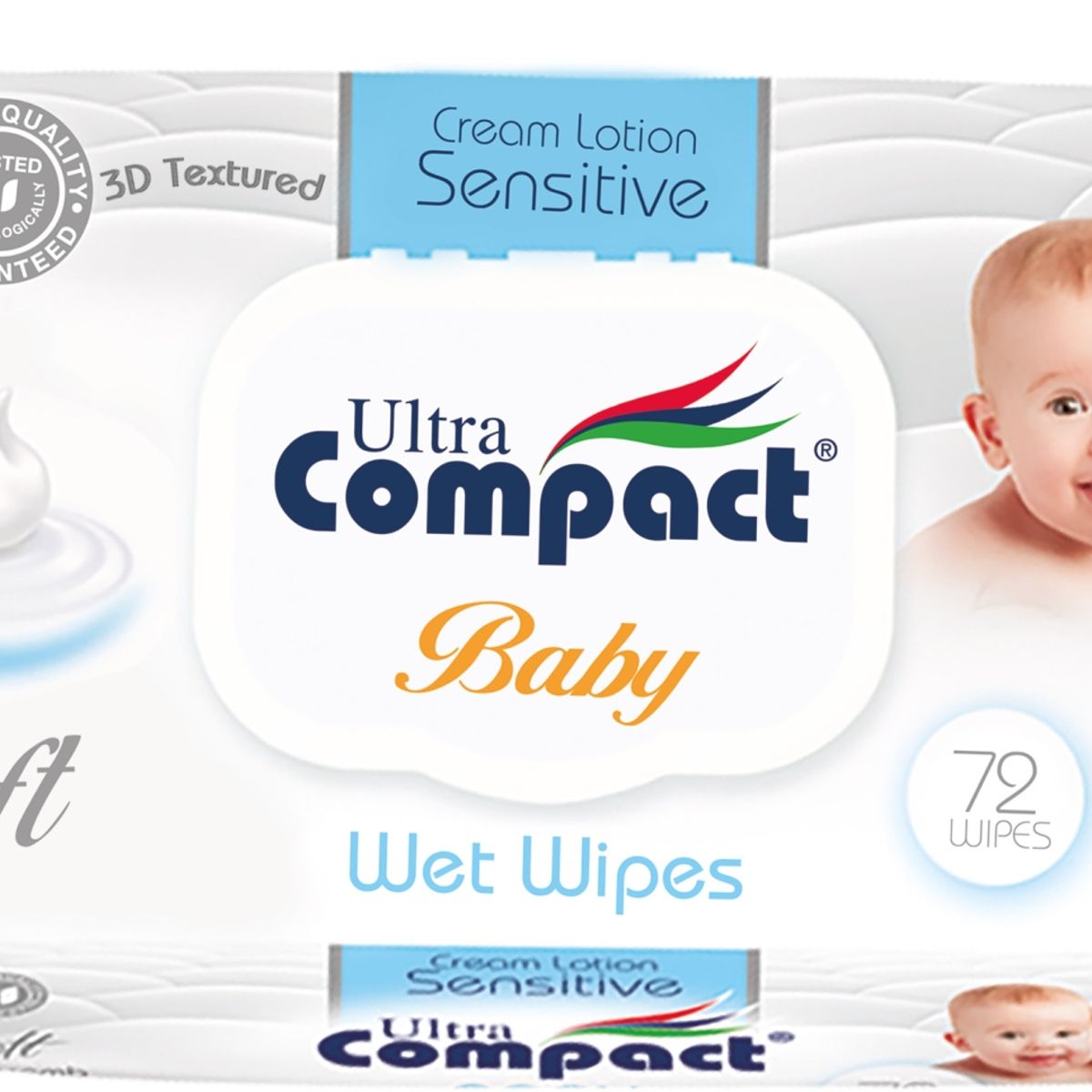 ULTRA COMPACT - Toallitas Bebé loción crema para piel sensible Caja x 12