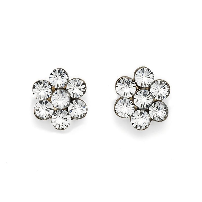 OLIVER WEBER - Pendientes Flower dorado cristal.-