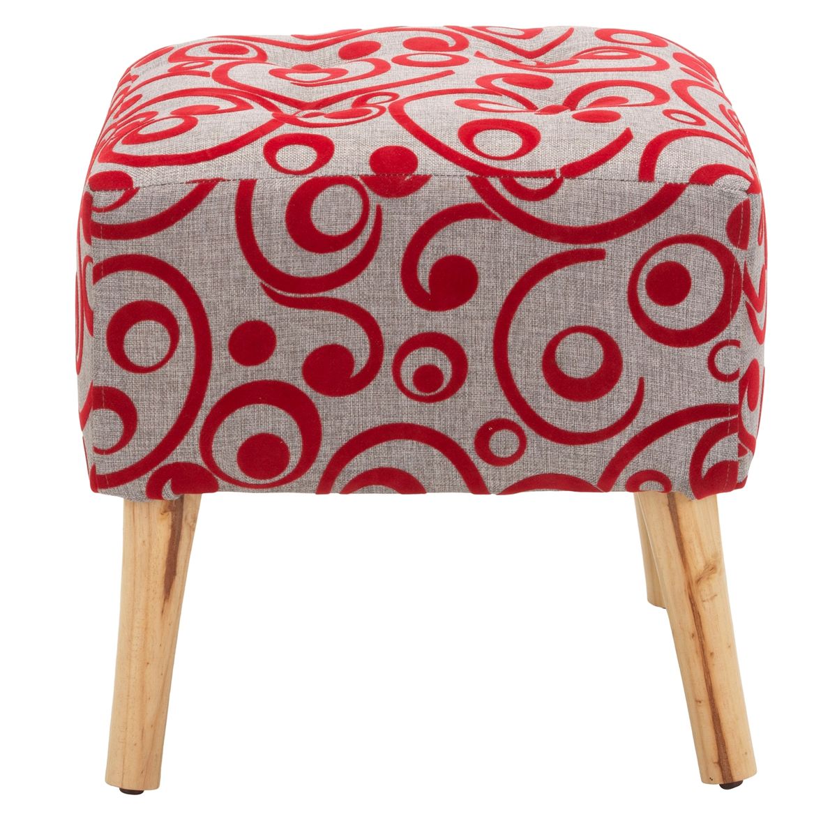GENERICO - Pouf Alemania Gris Rojo Flocky 42x42x43 cm Máxima Design