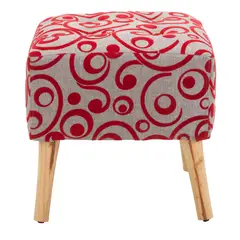 GENERICO - Pouf Alemania Gris Rojo Flocky 42x42x43 cm Máxima Design