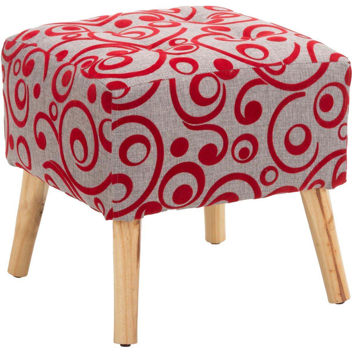 GENERICO - Pouf Alemania Gris Rojo Flocky 42x42x43 cm Máxima Design