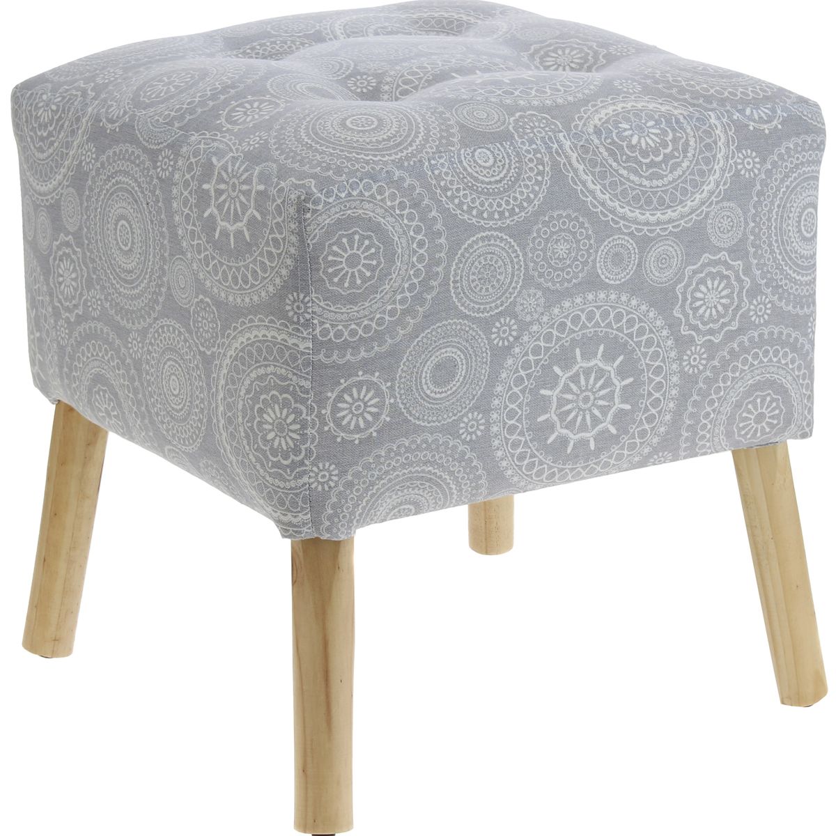 GENERICO - Pouf Alemania Mándala Gris 42x42x43 cm Máxima Design