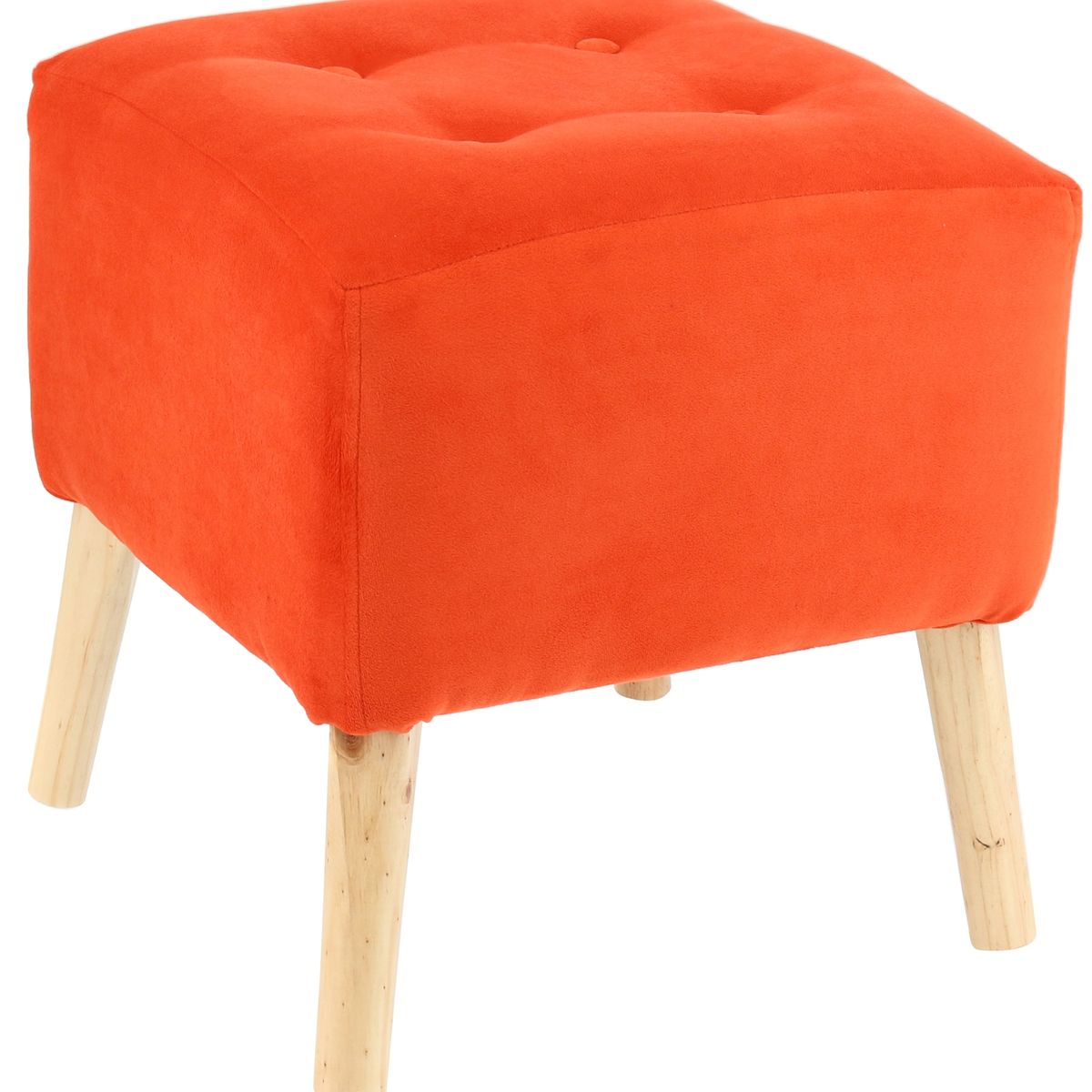 GENERICO - Pouf Alemania Naranjo Felpa 42x42x43 cm Máxima Design