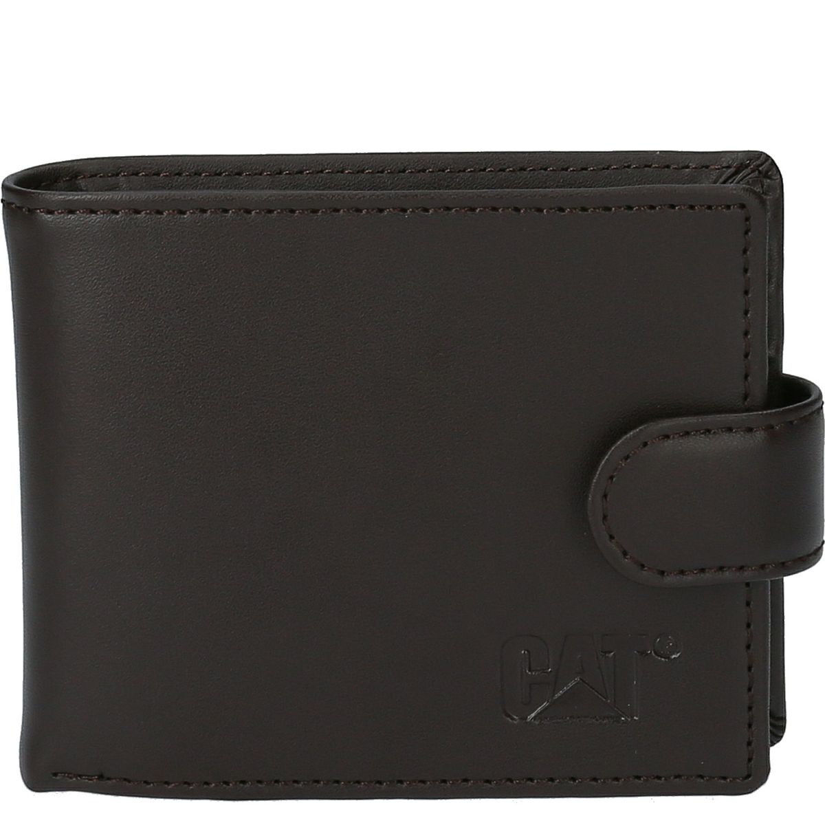 CAT - Billetera Cuero Hombre Snap color café CAT