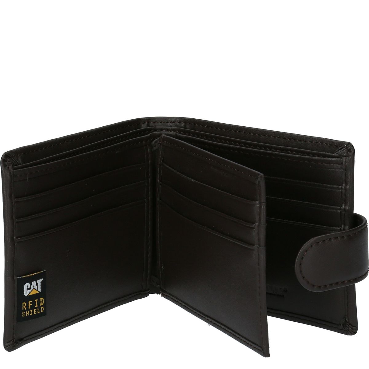 CAT - Billetera Cuero Hombre Snap color café CAT