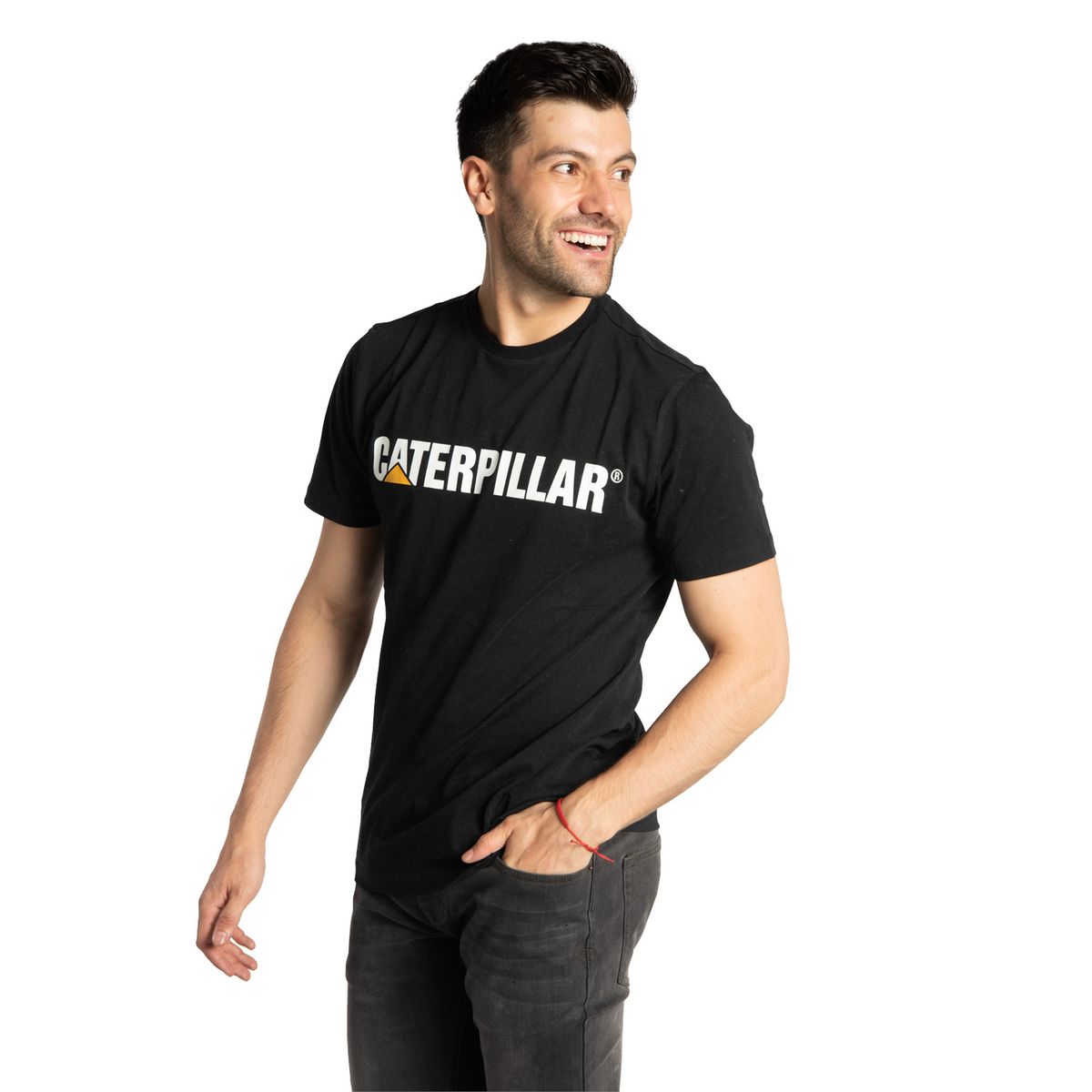CAT - Polera M/C Hombre Slim Fit Caterpillar Negro CAT