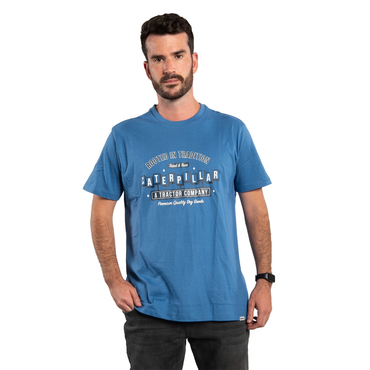 CAT - Polera M/C Hombre Fdtn Caterpillar Gho Azul CAT