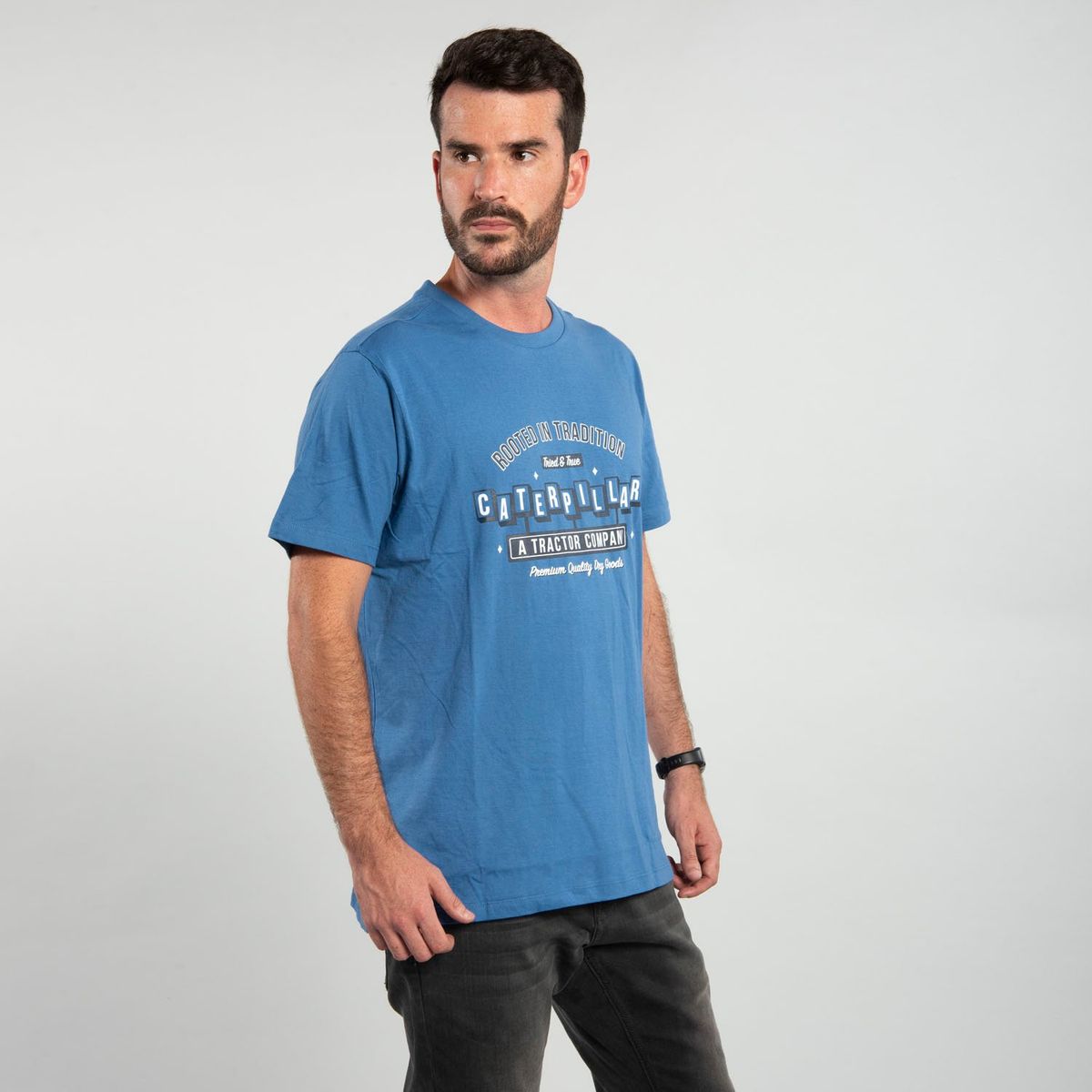 CAT - Polera M/C Hombre Fdtn Caterpillar Gho Azul CAT